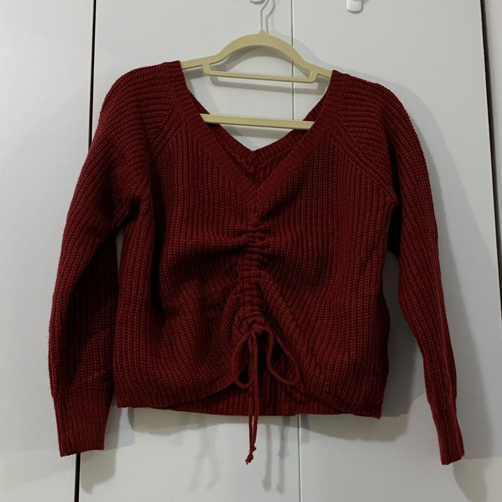 Maroon adjustable cropped sweater